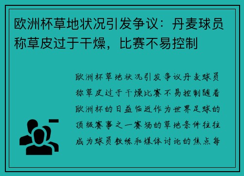 欧洲杯草地状况引发争议：丹麦球员称草皮过于干燥，比赛不易控制